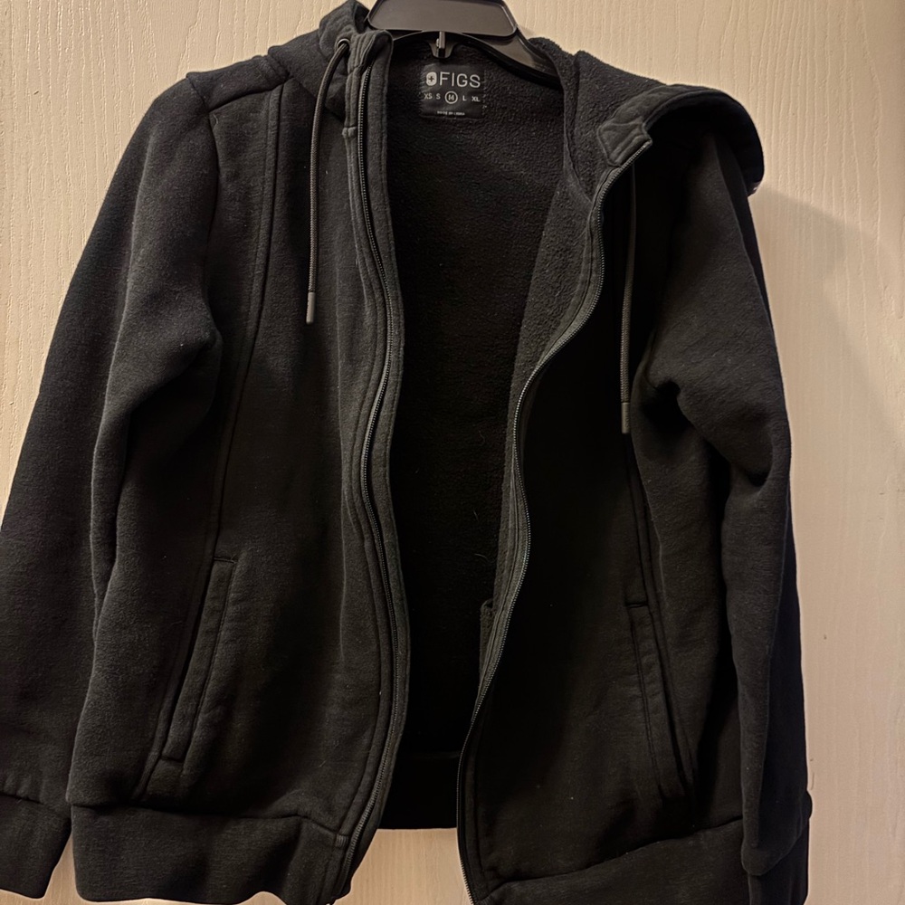 Figs Scrubs Black zip up sweatshirt